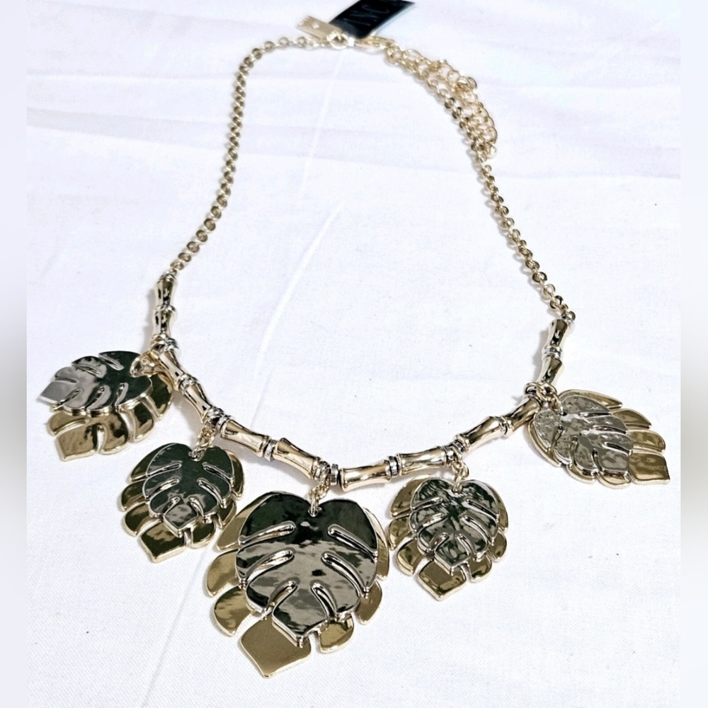 Inc Gold Tone Leaf Pendant Necklace